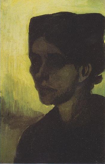 Vincent Van Gogh Head of a young peasant woman with a dark hood oil painting image